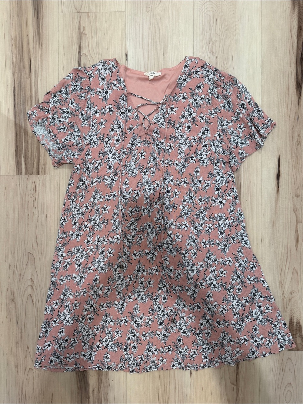 Entro pink floral lace up dress